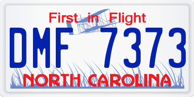 NC license plate DMF7373