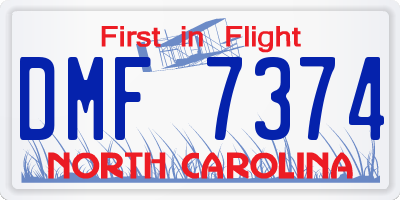 NC license plate DMF7374
