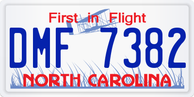 NC license plate DMF7382