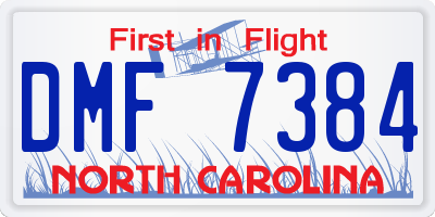 NC license plate DMF7384
