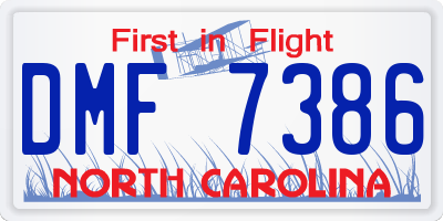 NC license plate DMF7386