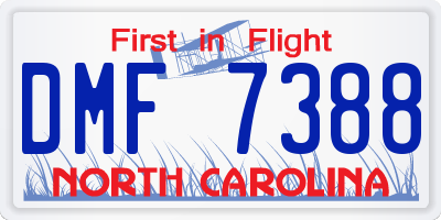NC license plate DMF7388