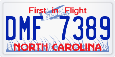 NC license plate DMF7389