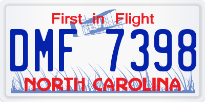 NC license plate DMF7398
