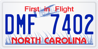 NC license plate DMF7402