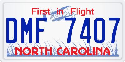 NC license plate DMF7407