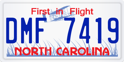NC license plate DMF7419