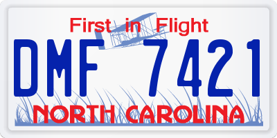 NC license plate DMF7421