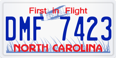 NC license plate DMF7423