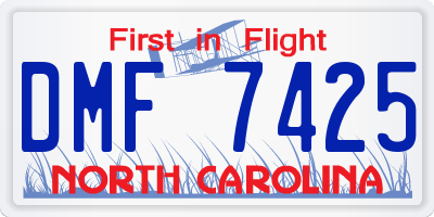 NC license plate DMF7425
