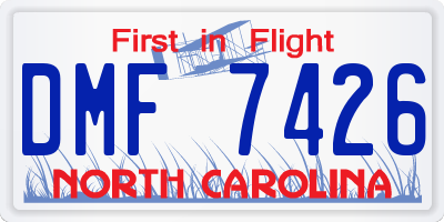 NC license plate DMF7426