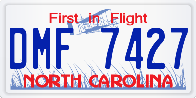 NC license plate DMF7427