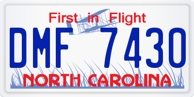 NC license plate DMF7430