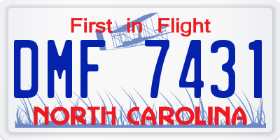 NC license plate DMF7431
