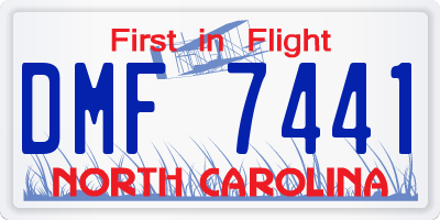 NC license plate DMF7441