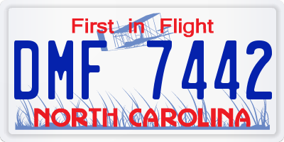 NC license plate DMF7442