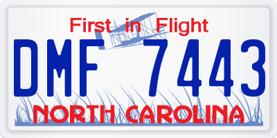 NC license plate DMF7443
