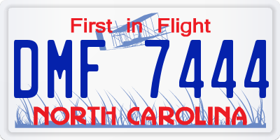 NC license plate DMF7444