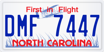 NC license plate DMF7447