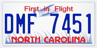 NC license plate DMF7451