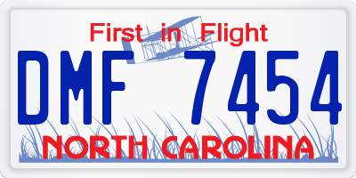NC license plate DMF7454