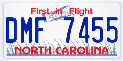NC license plate DMF7455
