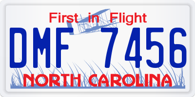 NC license plate DMF7456