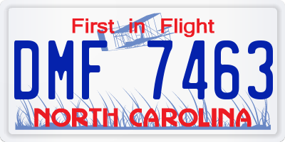 NC license plate DMF7463