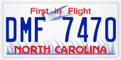 NC license plate DMF7470