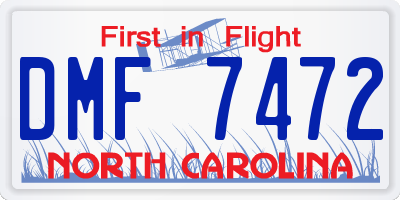 NC license plate DMF7472
