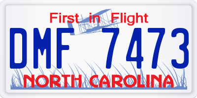 NC license plate DMF7473