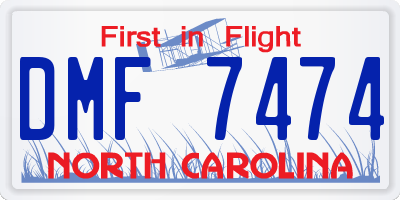 NC license plate DMF7474