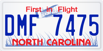 NC license plate DMF7475