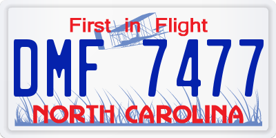 NC license plate DMF7477