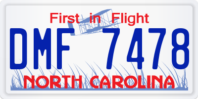 NC license plate DMF7478