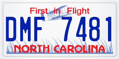 NC license plate DMF7481