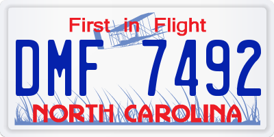 NC license plate DMF7492