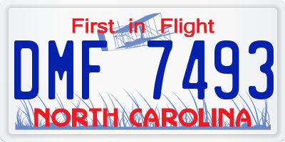 NC license plate DMF7493