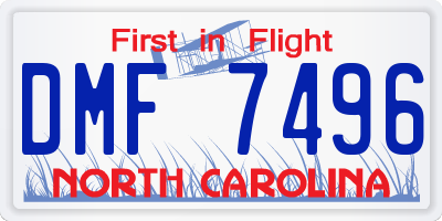 NC license plate DMF7496