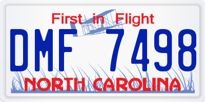 NC license plate DMF7498