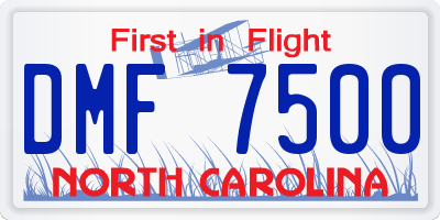 NC license plate DMF7500