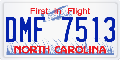 NC license plate DMF7513