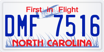 NC license plate DMF7516