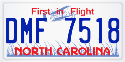 NC license plate DMF7518