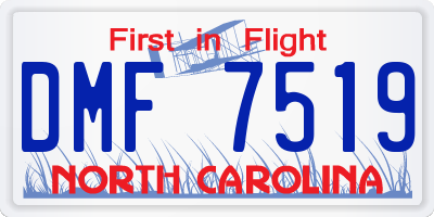 NC license plate DMF7519