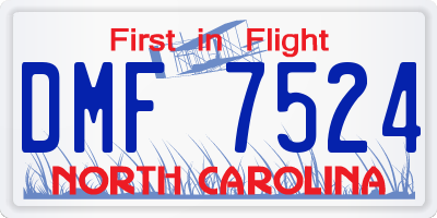 NC license plate DMF7524