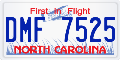 NC license plate DMF7525