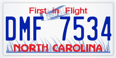 NC license plate DMF7534