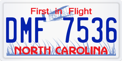 NC license plate DMF7536