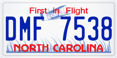 NC license plate DMF7538